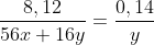 \frac{8,12}{56x+16y}= \frac{0,14}{y}