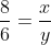 frac{8}{6}=frac{x}{y}