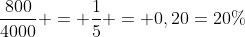 frac{800}{4000} = frac{1}{5} = 0,20=20\%