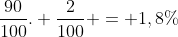 frac{90}{100}. frac{2}{100} = 1,8\%