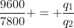 frac{9600}{7800} = frac{q_1}{q_2}