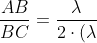 frac{AB}{BC}=frac{lambda}{2cdot(lambda+frac{lambda}{2})}