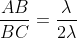 frac{AB}{BC}=frac{lambda}{2lambda+lambda}
