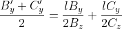\frac{B'_y+C'_y}{2} = \frac{lB_y}{2B_z}+\frac{lC_y}{2C_z}