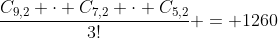 frac{C_{9,2} cdot C_{7,2} cdot C_{5,2}}{3!} = 1260