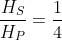 frac{H_S}{H_P} = frac{1}{4}