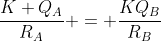 frac{K Q_{A}}{R_{A}} = frac{KQ_{B}}{R_{B}}