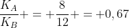 frac{K_A}{K_B} = frac{8}{12} = 0,67