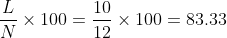 × 100ーー× 100= 83.33 N × 100-10