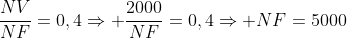 frac{NV}{NF}=0,4Rightarrow frac{2000}{NF}=0,4Rightarrow NF=5000