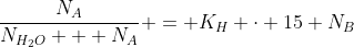 frac{N_A}{N_{H_2O} + N_A} = K_H cdot 15 N_B