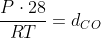 frac{Pcdot28}{RT}=d_{CO}