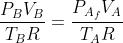 frac{P_{A}V_{A}}{T_{A}R}+frac{P_{B}V_{B}}{T_{B}R}=frac{P_{A_{f}}V_{A}}{T_{A}R}+frac{P_{B_{f}}V_{B}}{T_{B}R}