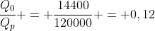 frac{Q_{0}}{Q_{p}} = frac{14400}{120000} = 0,12