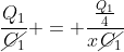 frac{Q_{1}}{cancel{C_{1}}} = frac{frac{Q_{1}}{4}}{xcancel{C_{1}}}