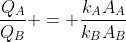 frac{Q_A}{Q_B} = frac{k_AA_A}{k_BA_B}