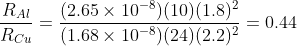 RA 2.65 x 105 (10) (1.8)2 Reu (1.68 × 10-8)(24)(2.2)2 = 0.44