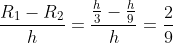 frac{R_1-R_2}{h}=frac{frac{h}{3}-frac{h}{9}}{h}=frac{2}{9}