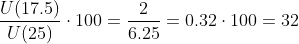 \frac{U(17.5)}{U(25)}\cdot 100=\frac{2}{6.25}=0.32\cdot100=32