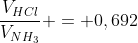 frac{V_{HCl}}{V_{NH_{3}}} = 0,692