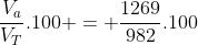 frac{V_{a}}{V_{T}}.100 = frac{1269}{982}.100