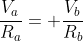frac{V_a}{R_a}= frac{V_b}{R_b}