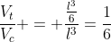 frac{V_t}{V_c} = frac{frac{l^3}{6}}{l^3}=frac{1}{6}