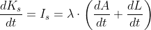 \frac{dK_s}{dt}=I_s=\lambda\cdot\left(\frac{dA}{dt}+\frac{dL}{dt}\right)