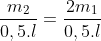 frac{m_2}{0,5.l}=frac{2m_1}{0,5.l}