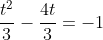 frac{t^2}{3}-frac{4t}{3}=-1