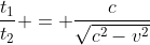frac{t_1}{t_2} = frac{c}{sqrt{c^2-v^2}}