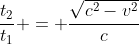 frac{t_2}{t_1} = frac{sqrt{c^2-v^2}}{c}