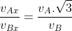 frac{v_{Ax}}{v_{Bx}}=frac{v_A.sqrt3}{v_B}