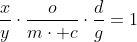 frac{x}{y}cdotfrac{o}{mcdot c}cdotfrac{d}{g}=1