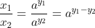 \frac{x_{1}}{x_{2}}=\frac{a^{y_{1}}}{a^{y_{2}}}=a^{y_{1}-y_{2}}