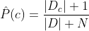 \hat{P}(c) = \frac{|D_c|+1}{|D|+N}