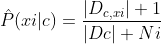 \hat{P}(xi|c)=\frac{|D_{c,xi}|+1}{|Dc|+Ni}
