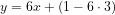 \small y=6x+\left (1-6\cdot 3 \right )