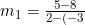 m_{1}=\frac{5-8}{2-(-3)}=-\frac{3}{5}