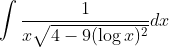 \int \frac{1}{x \sqrt{4-9(\log x)^{2}}} d x