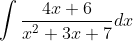 \int \frac{4x+6}{x^2+3x+7}dx