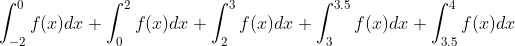 \int_{-2}^{0}f(x)dx+\int_{0}^{2}f(x)dx+\int_{2}^{3}f(x)dx+\int_{3}^{3.5}f(x)dx+\int_{3.5}^{4}f(x)dx