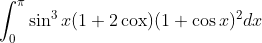\int_{0}^{\pi} \sin ^{3} x(1+2 \operatorname{cox})(1+\cos x)^{2} d x
