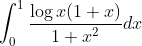\int_{0}^{1} \frac{\log x(1+x)}{1+x^{2}} d x