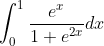 \int_{0}^{1}\frac{e^x}{1+e^{2x}}dx