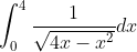 \int_{0}^{4}\frac{1}{\sqrt{4x-x^{2}}}dx