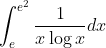 \int_{e}^{e^{2}} \frac{1}{x \log x} d x