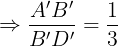 \large \Rightarrow \frac{A'B'}{B'D'}=\frac{1}{3}