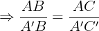 \large \Rightarrow \frac{AB}{A'B}=\frac{AC}{A'C'}