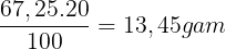 \large \frac{67,25.20}{100}=13,45 gam
